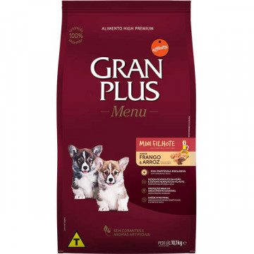 Gran Plus Cães Filhotes Raças Mini Frango e Arroz - 1, 3 e 10,1kg